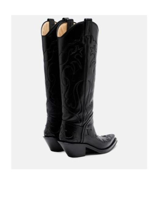 Gabriela Hearst Black Capitana Leather Cowboy Boots