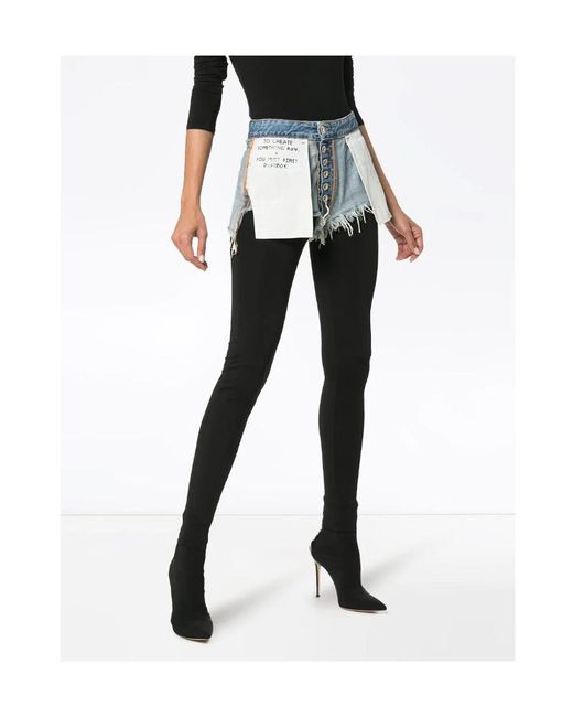 Unravel Project Black Reverse Short Cotton Leggings