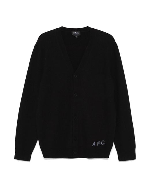 A.P.C. Black Kenny Button Cardigan for men