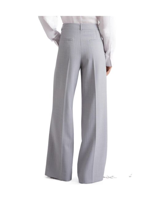 Marella Gray Casual Pants With Belt Loops