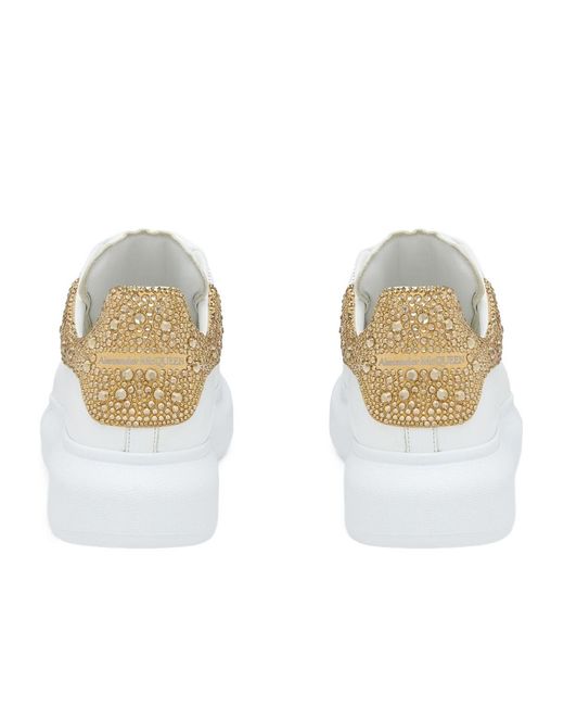 McQueen White Oversized Embellished Low-Top Sneakers