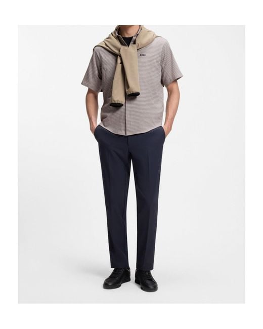 Boss Gray Regular-Fit Cotton Shirt With Performance Features for men