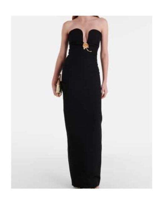 Roland Mouret Black Floral-Appliqué Strapless Gown