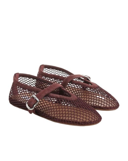 Alaïa Brown Fishnet Ballet Flats