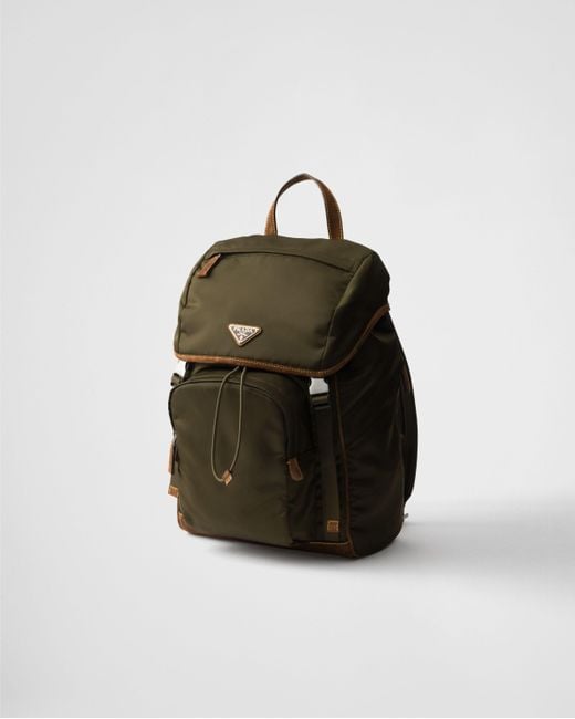 Prada Black Re-Nylon And Suede Backpack for men