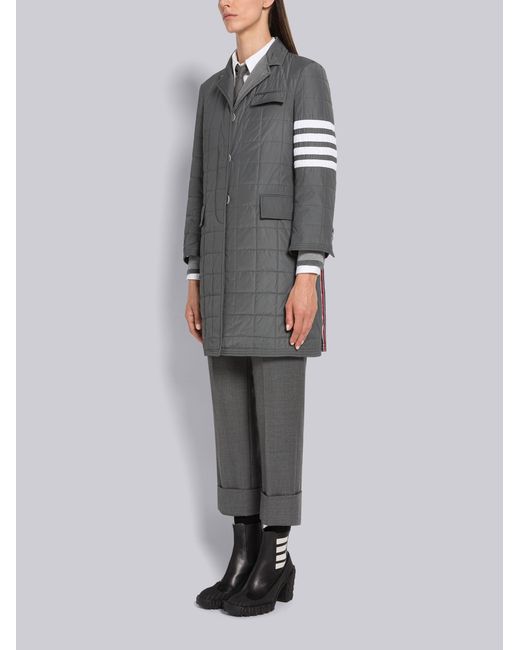 Thom Browne Gray Stripe Detail Down Jacket
