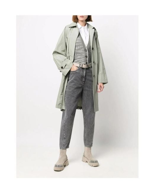 Brunello Cucinelli Gray High-Rise Tapered Trousers