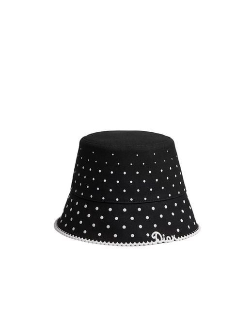 Dior Black Polka Teddy-D Small Brim Bucket Hat