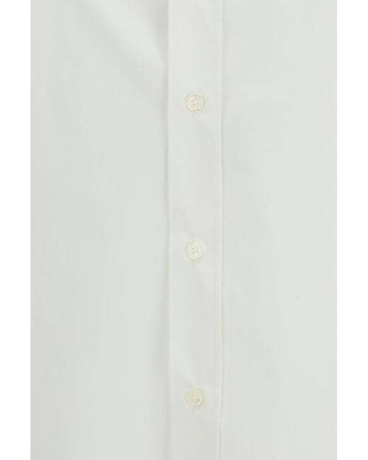 MM6 by Maison Margiela White Long Sleeved Curved Hem Shirt for men