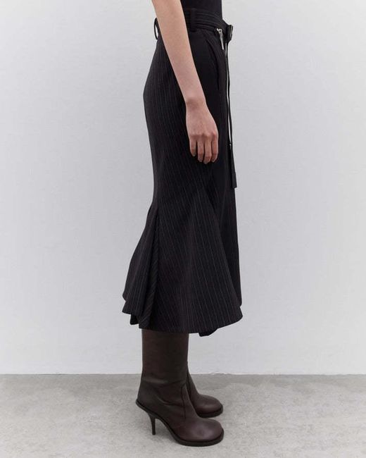 Sacai Black Striped Asymmetric Skirt