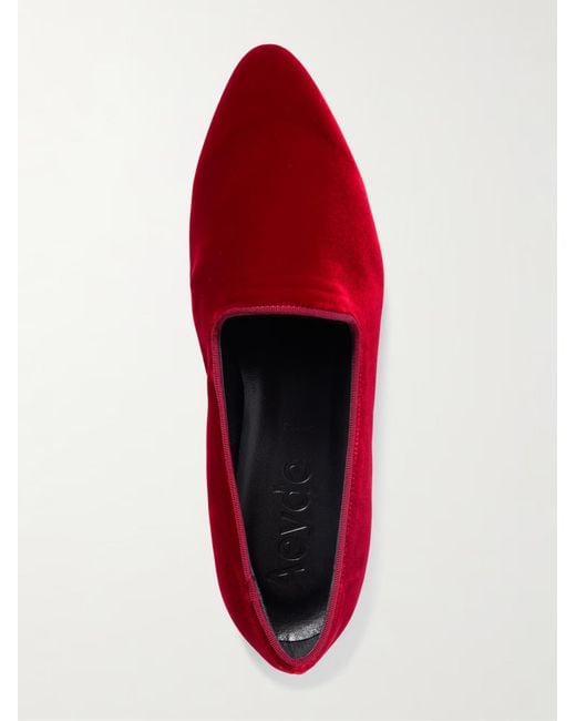 Aeyde Red Solid Velvet Loafers