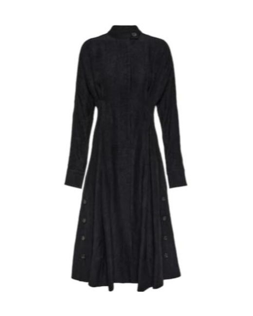 Proenza Schouler Black Satin Midi Dress