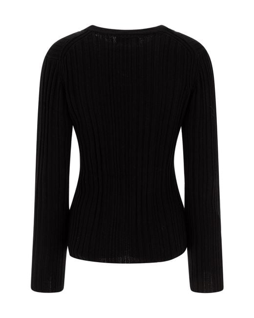 Loulou de Saison Black Elsa Ribbed Long Sleeve Top