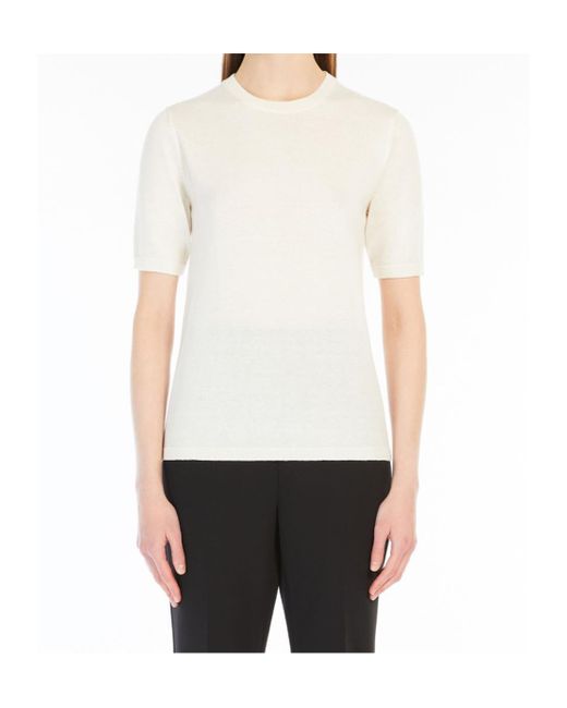 Max Mara White Crewneck Knitted Top
