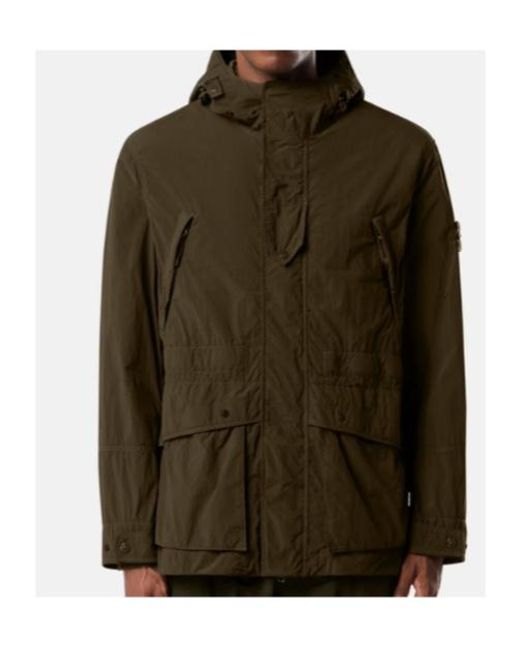 Stone Island Green Short Parka With Anti-Drop Finish for men