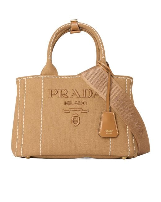 Prada Natural Small Plain Canvas Bag