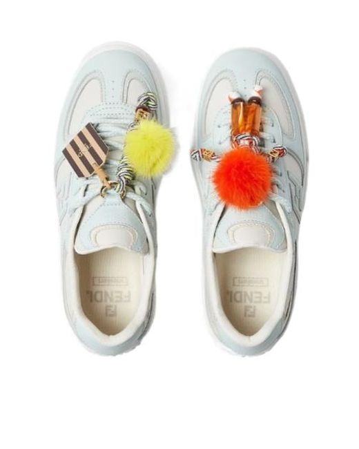 Fendi White Match Platform Low-Top Sneakers