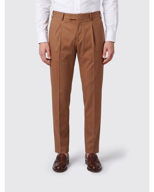 PT01 Brown Pleated Flap-Pocket Trousers for men