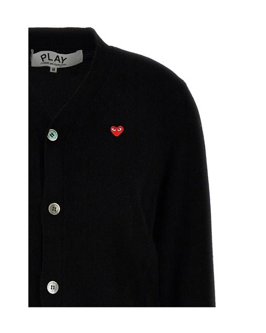 COMME DES GARÇONS PLAY Black Button-Closure Wool Cardigan With Logo Patch