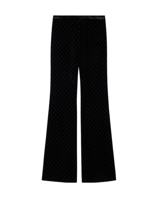 Gucci Black Gg Stretch Devoré Velvet Pants