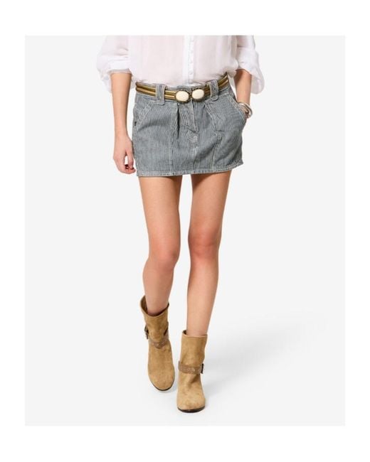 Isabel Marant Gray Isabel Marant Étoile Striped Denim Mini Skirt
