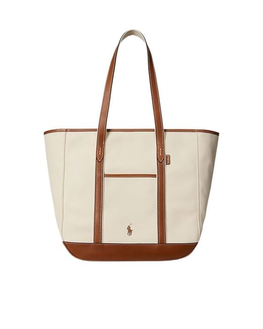 Polo Ralph Lauren White Medium Canvas Tote Bag
