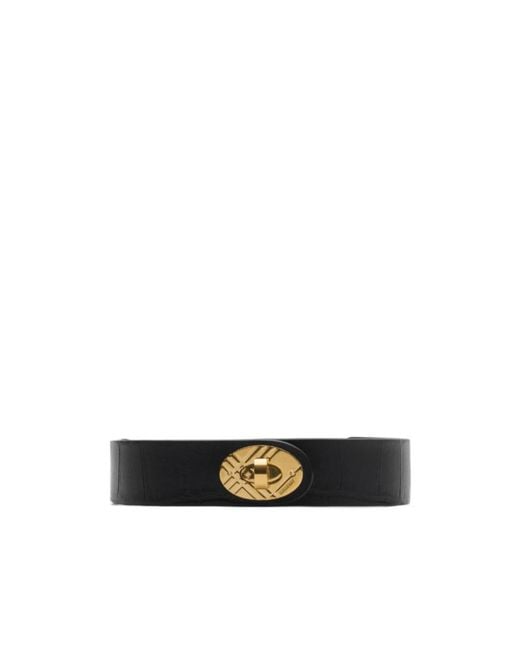 Burberry White Crocodile-Effect Leather Cotswolds Belt
