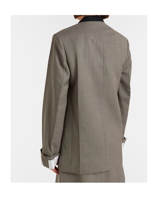 Victoria Beckham Gray Herringbone Virgin Wool Blazer
