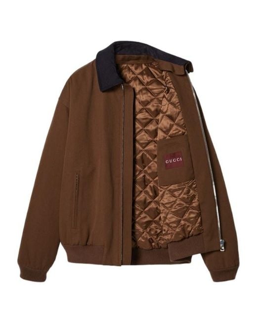 Gucci Brown Cotton Canvas Jacket for men