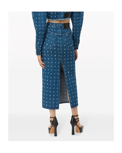 Nina Ricci Blue Distressed Denim Skirt