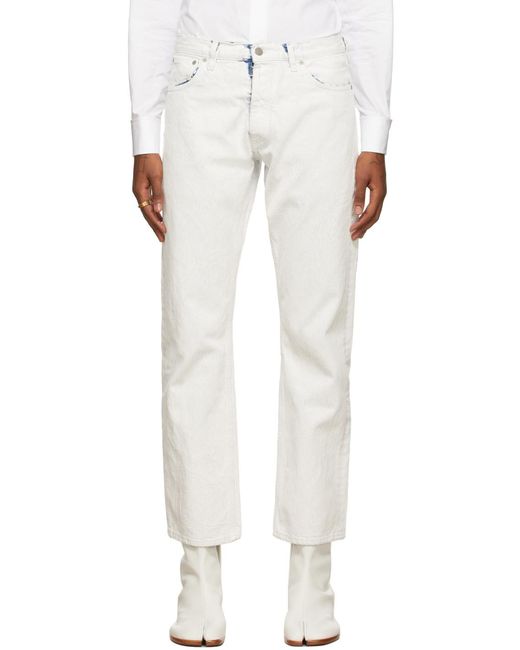 Maison Margiela White Mid Rise Straight Leg Jeans for men