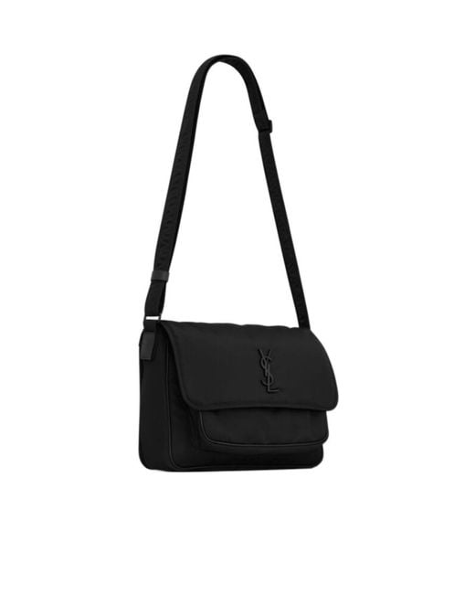 Saint Laurent Black Niki Foldover Top Messenger Bag for men