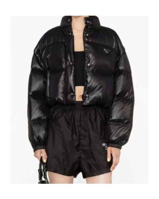 Prada Black Logo-Plaque Detachable-Sleeved Jacket