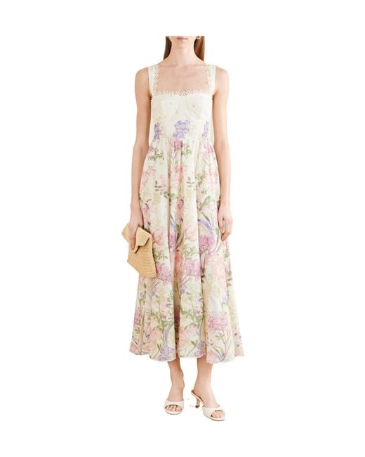 Charo Ruiz White Floral Printed Cotton-Blend Maxi Dress