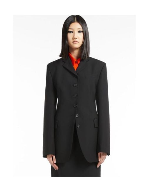 Sportmax Black Single-Breasted Wool Blazer