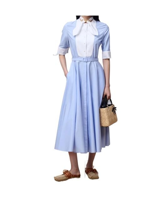Dior Blue Mid-Length Plastron Shirtdress
