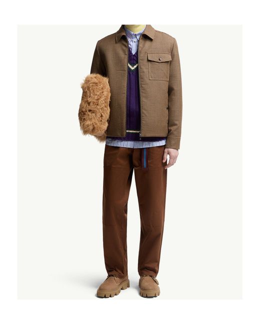 Moncler Brown Escaut Houndstooth Zip-Up Shirt Jacket for men
