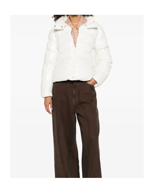 Pinko White Long-Sleeved Zip-Up Down Jacket