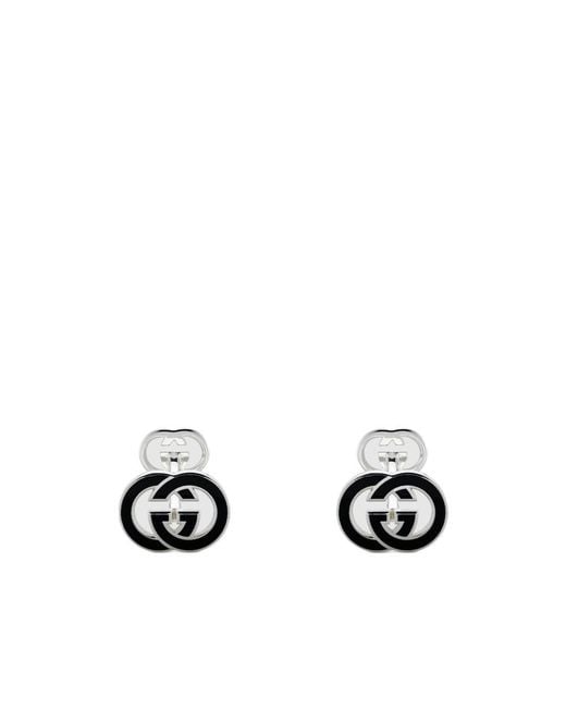 Gucci White Interlocking Enamel Cufflinks