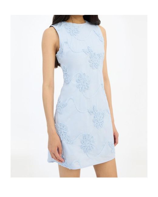 ROTATE BIRGER CHRISTENSEN Blue Floral Embroidered Mini Dress
