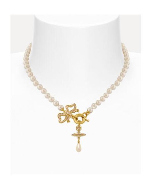 Vivienne Westwood Metallic Bow-Pendant Necklace
