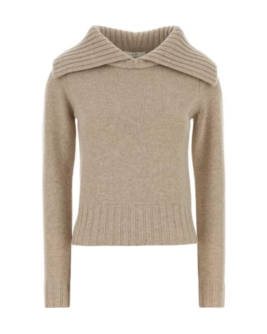 Co. Natural Ribbed Llared Knitted Sweater