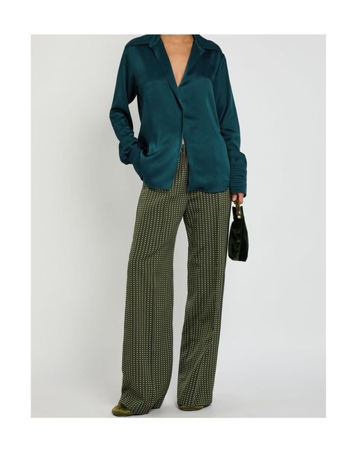Dries Van Noten Green Celinta Satin Shirt