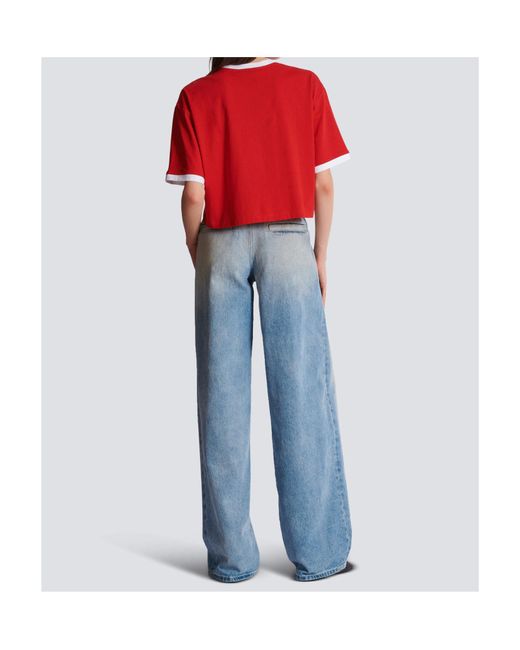 Balmain Red Cropped Strawberry T-Shirt