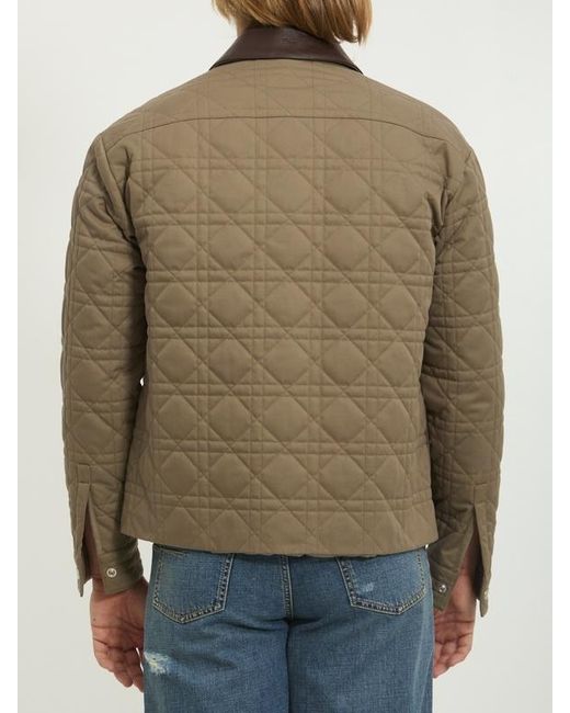 Dior Green Homme Logo Patch Cannage Leather Overshirt for men