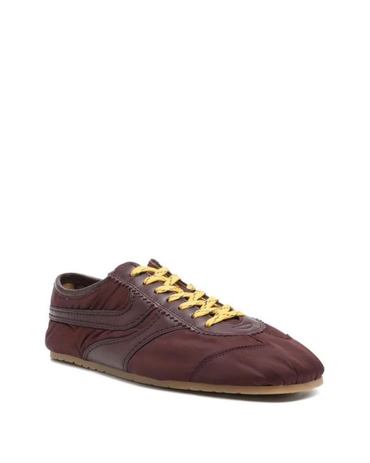 Dries Van Noten Brown Round Toe Lace-Up Sneakers for men