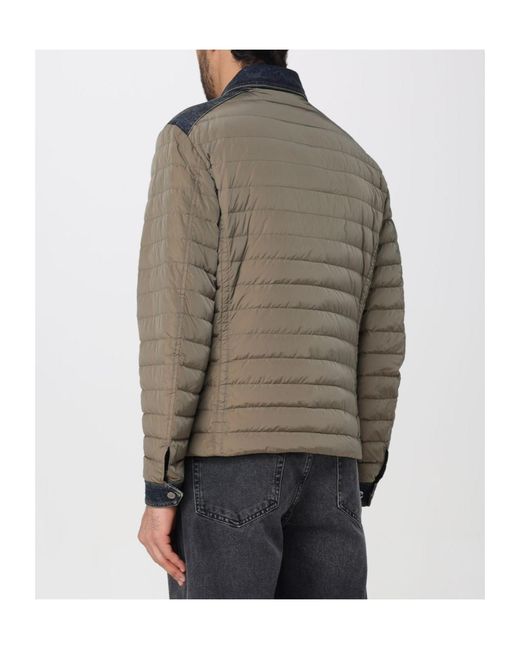 Moorer Gray Crespi Denim-Trim Down Jacket for men