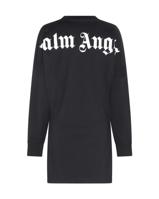 Palm Angels Blue Logo-Print Sweatshirt Dress