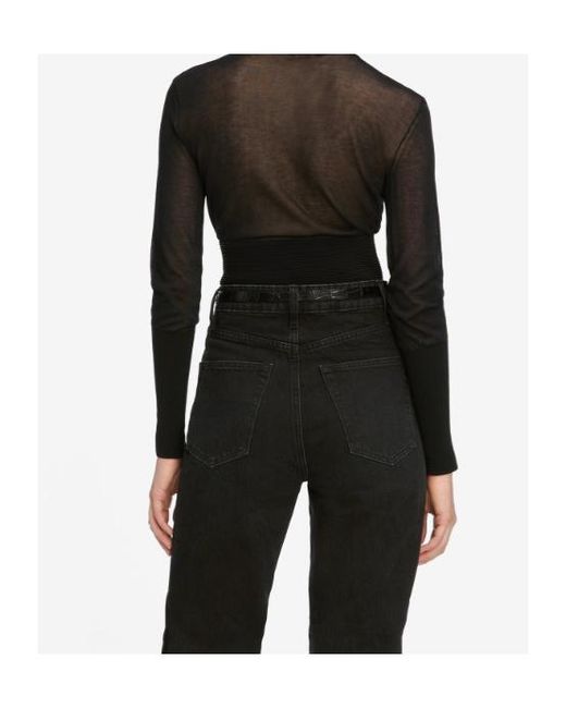 FRAME Black Sheer Panel Knitted Sweater