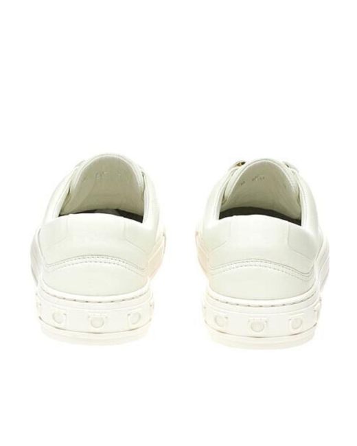 Ferragamo White Nadine Lace-Up Leather Trainers